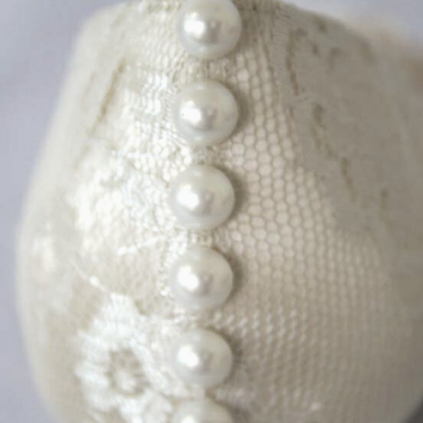 Custom Wedding Shoes Pearl Buttons on Back
