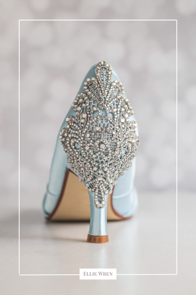 Blinged Out and Blue Custom Wedding Shoes