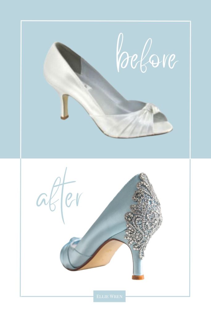 Blinged Out and Blue Custom Wedding Shoes