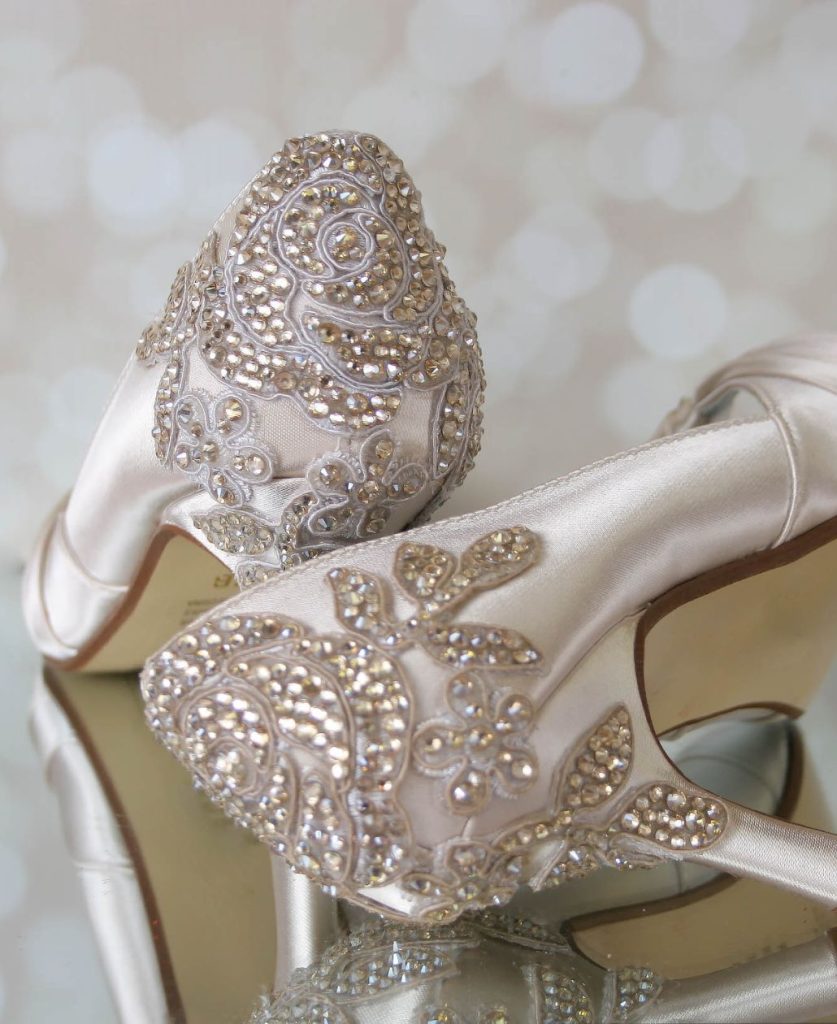 Blinged Out and Blue Custom Wedding Shoes