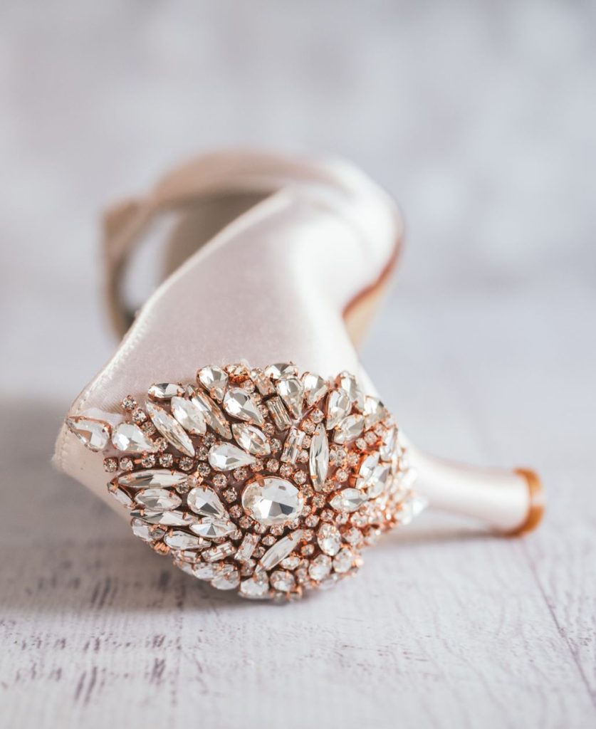 Blinged Out and Blue Custom Wedding Shoes