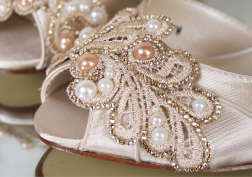 Vintage Champagne Wedding Shoes