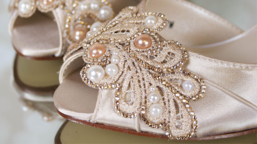 Vintage Champagne Wedding Shoes